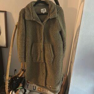 Olive Green Sherpa Coat